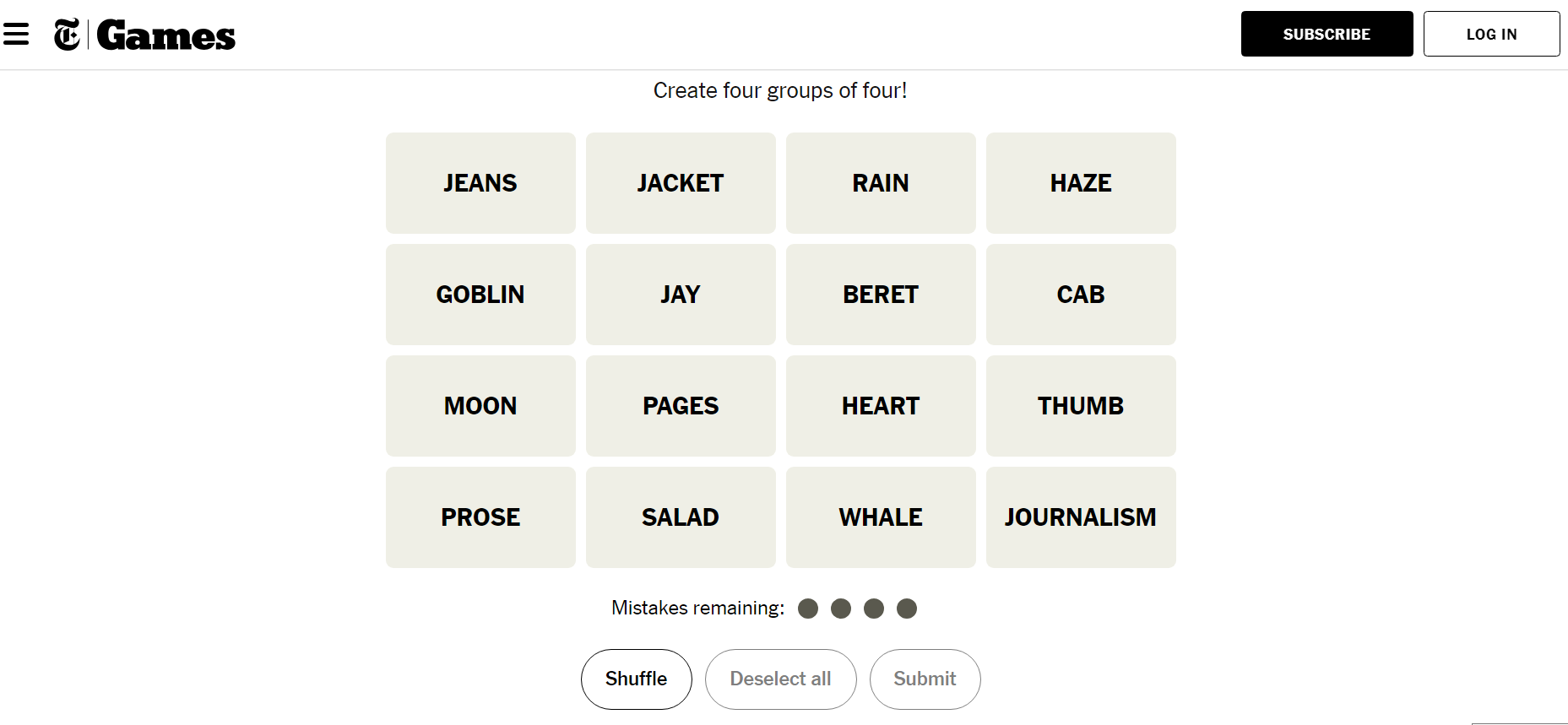 nyt connections today's puzzle 23 oct