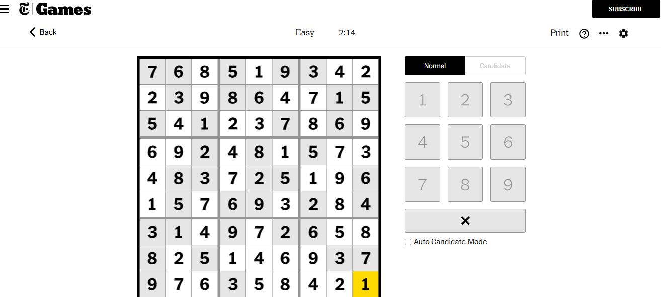 nyt sudoku easy solved 15 nov