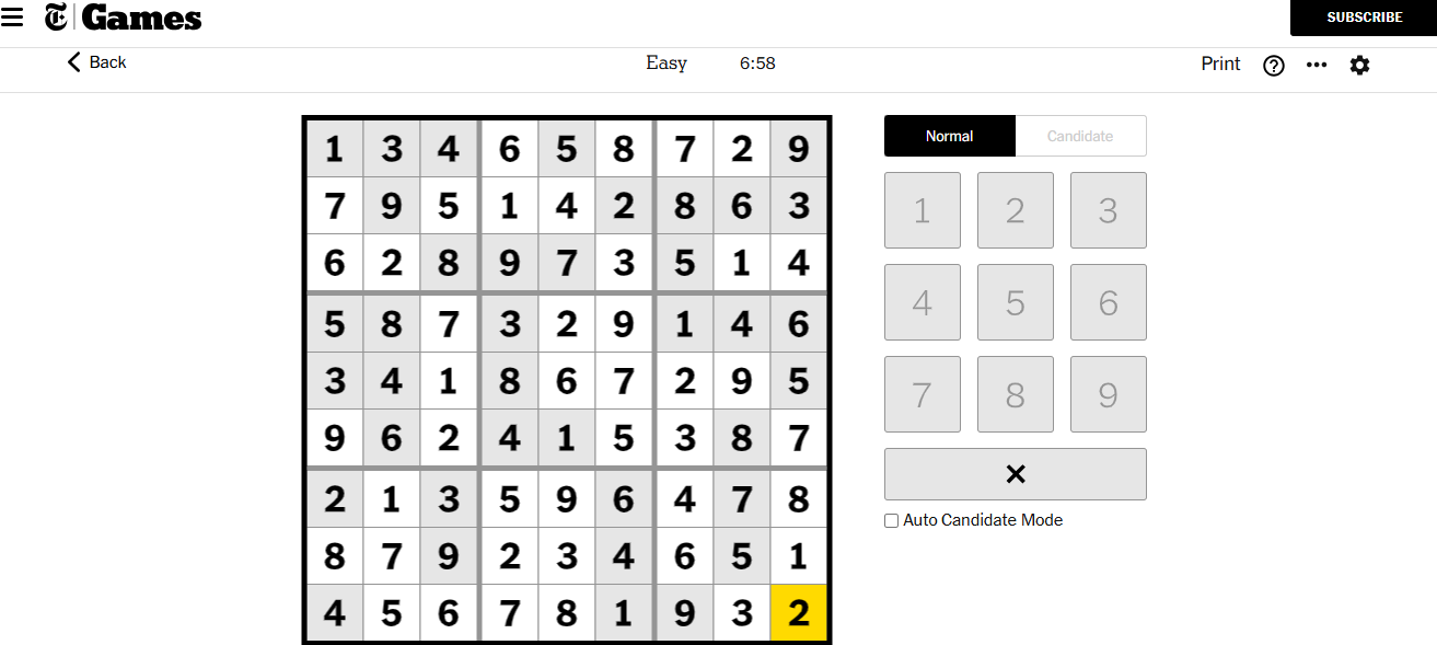 nyt sudoku easy solved 18 nov