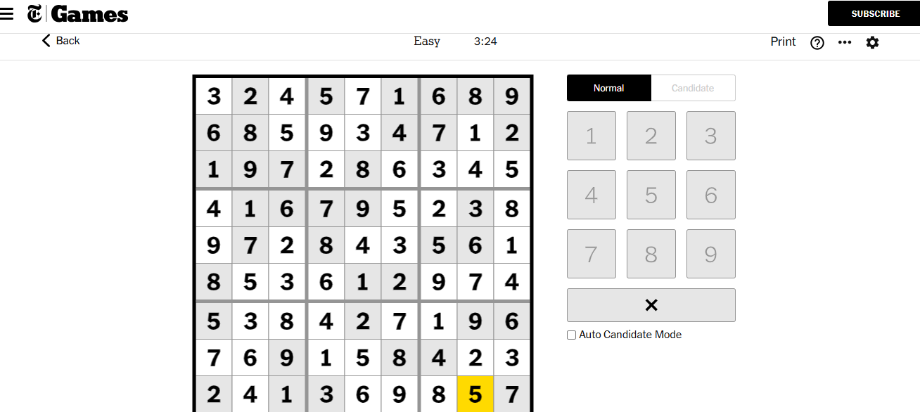 nyt sudoku easy solved 27 nov