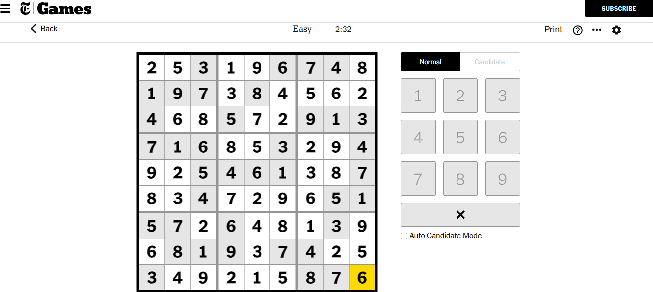 nyt sudoku easy solved 28 nov