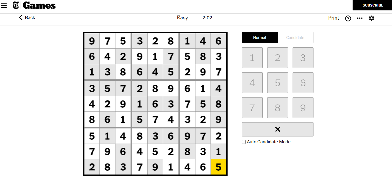 nyt sudoku easy solved nov 29