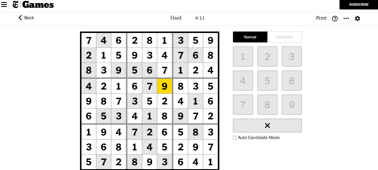 nyt sudoku hard solved 15 nov