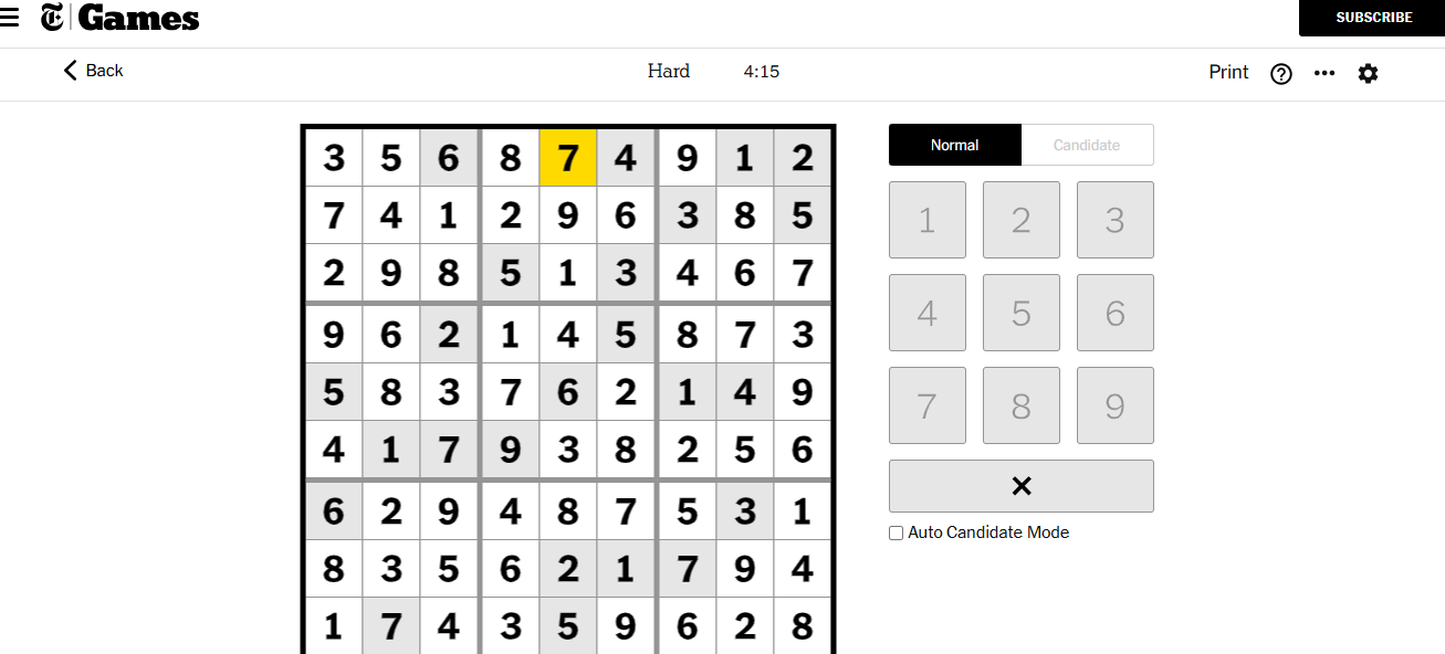 nyt sudoku hard solved 21 nov