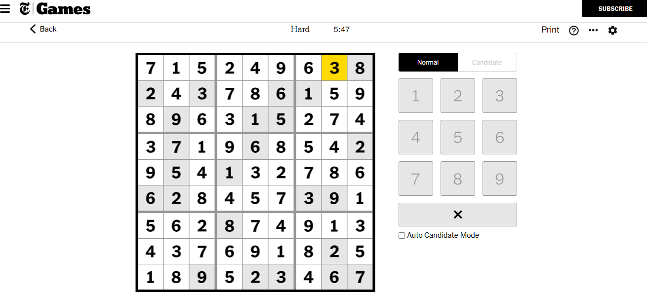 nyt sudoku hard solved 22 nov