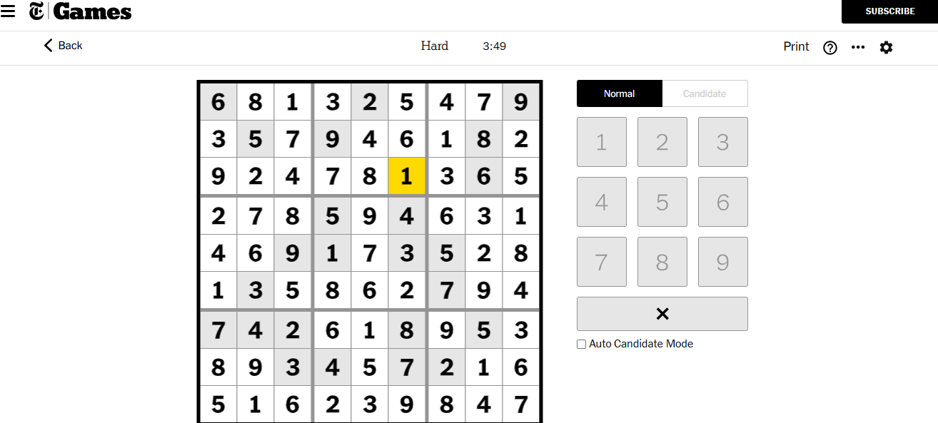 nyt sudoku hard solved 26 nov