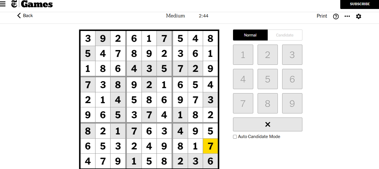 nyt sudoku medium solved 26 nov