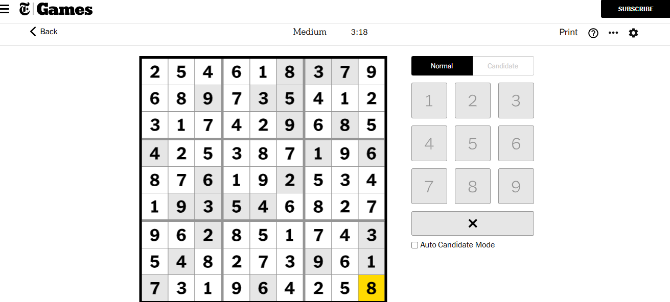 nyt sudoku medium solved 27 nov