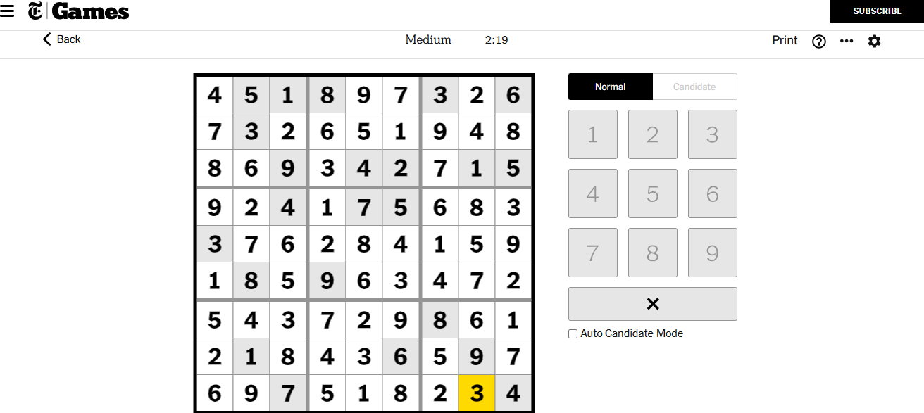 nyt sudoku medium solved nov 29