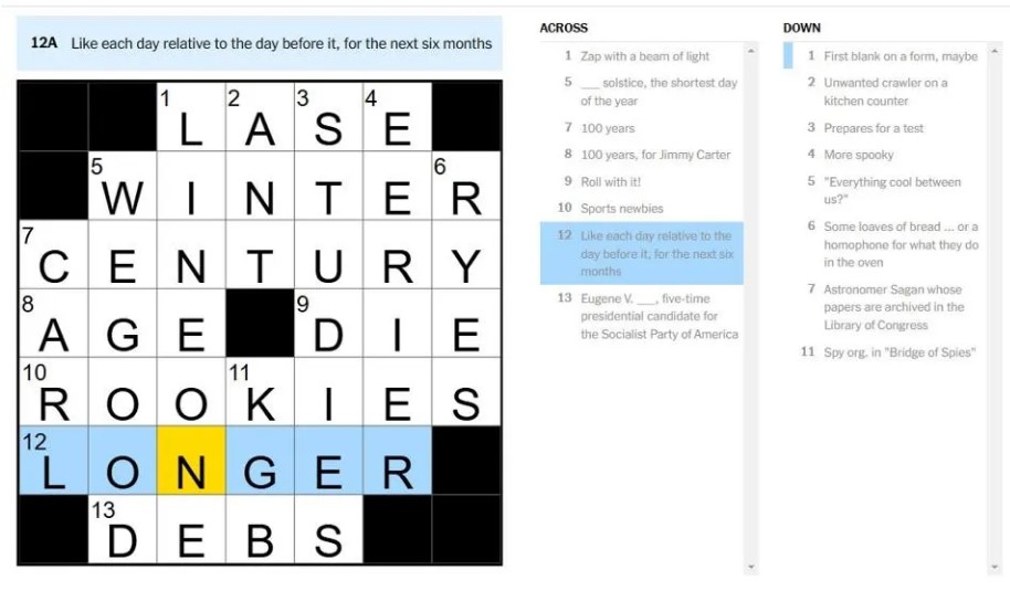 NYT Mini Crossword – Clues and Answers