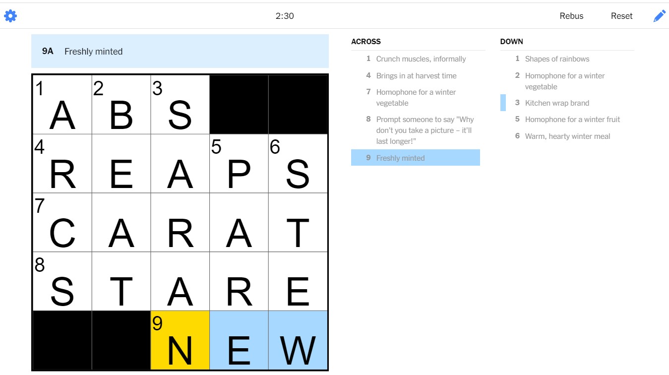 NYT Mini Answers Solved 5 Dec