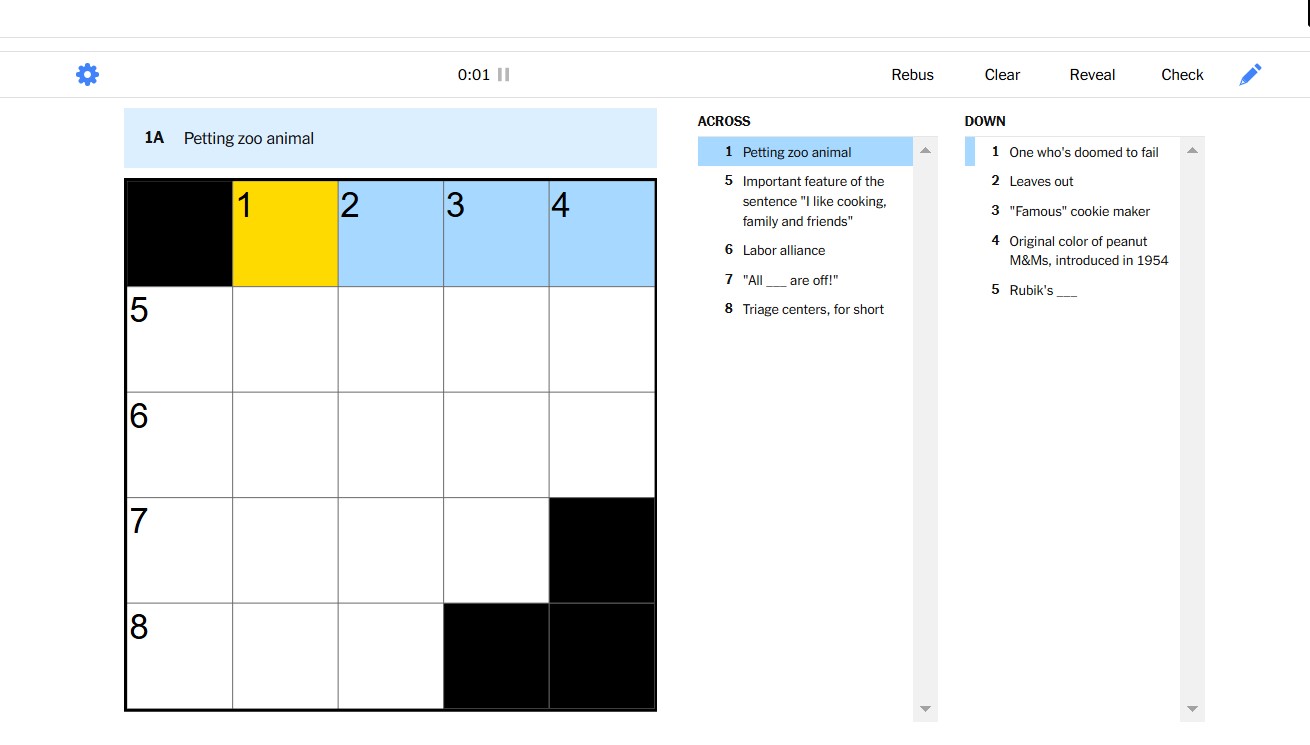 NYT Mini Crossword Answers: December 16