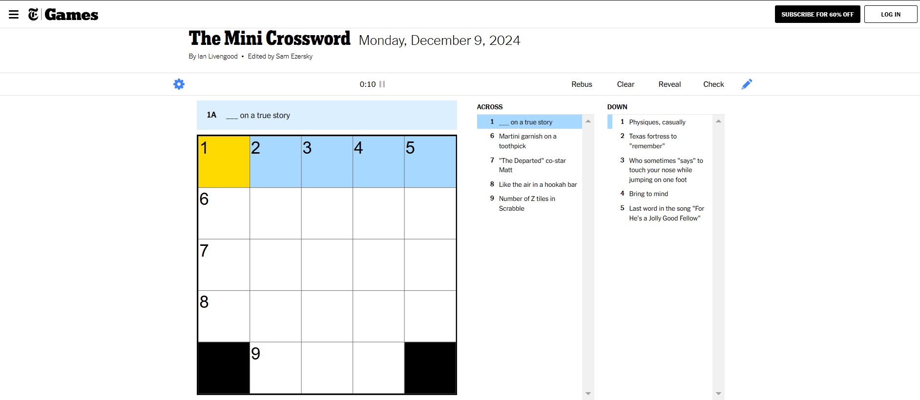 NYT Mini Answers Unsolved 9 Dec