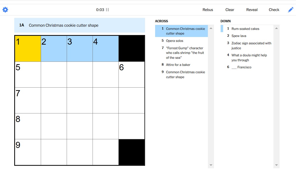 NYT Mini Crossword Answers and Clues for December 19, Thursday