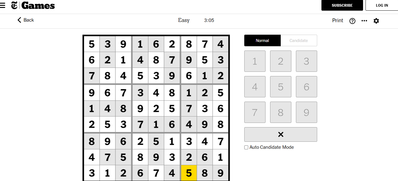 NYT SUDOKU EASY SOLVED 2 DEC