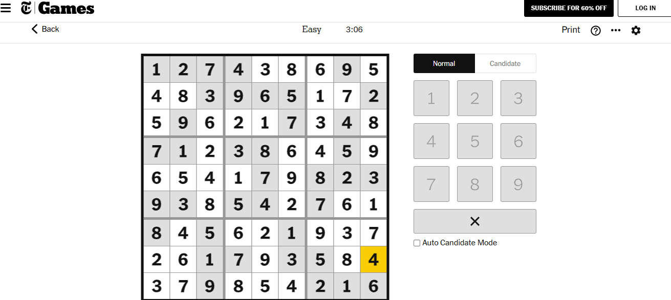 nyt sudoku easy solved dec 10