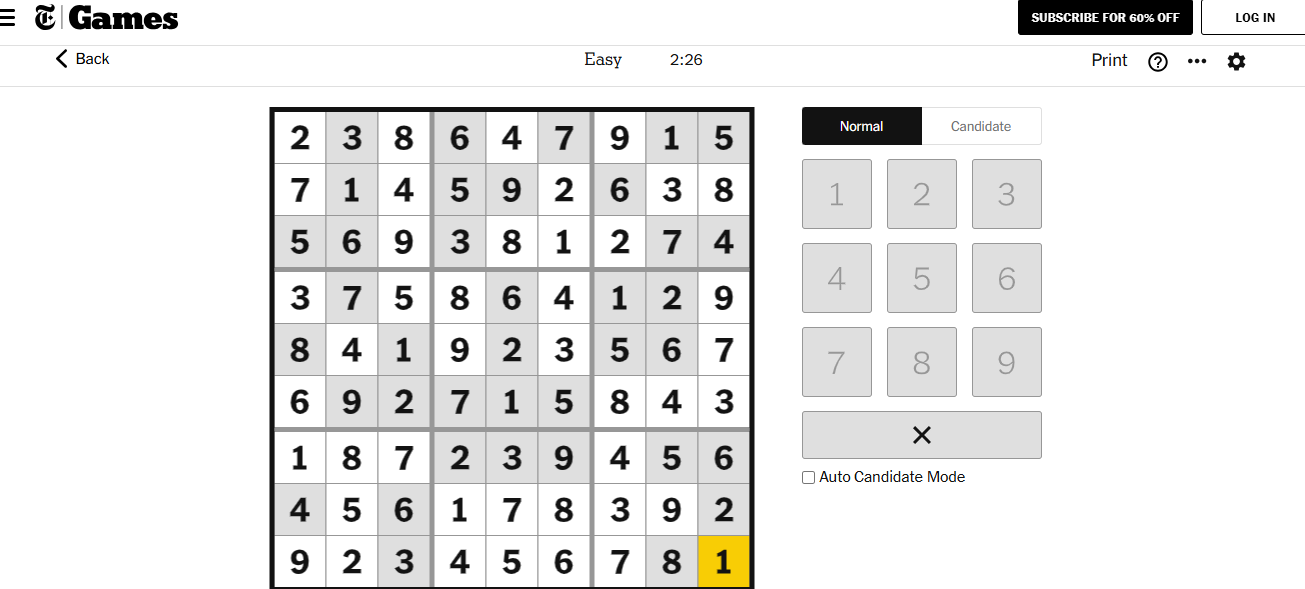 nyt sudoku easy solved dec 11