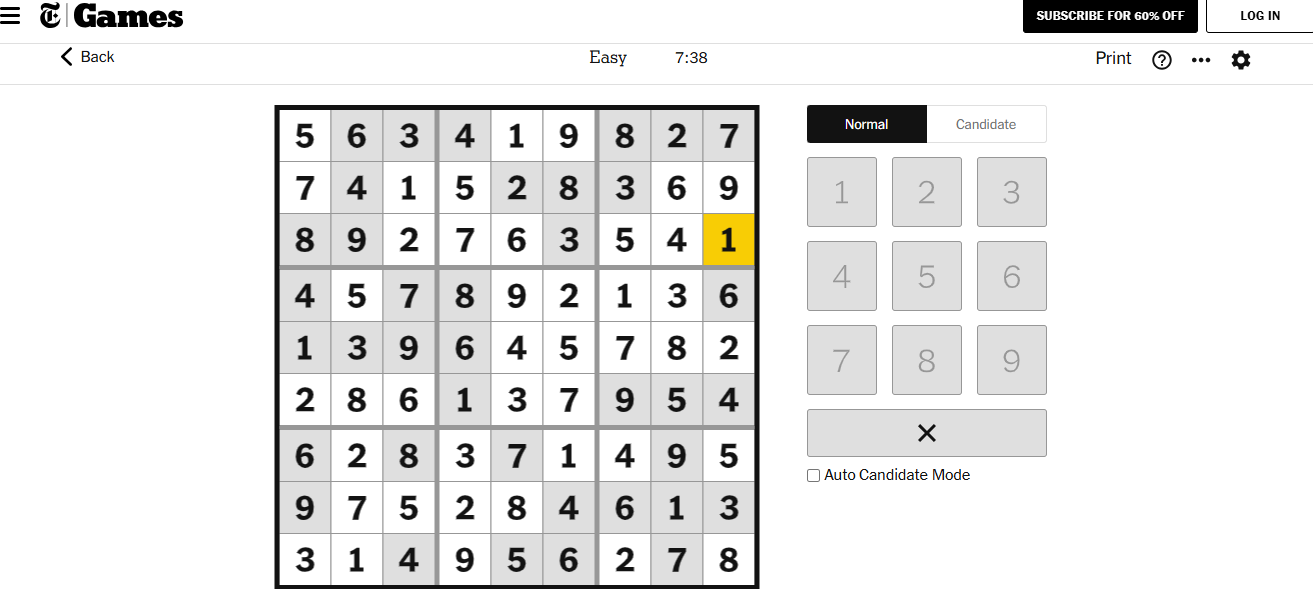 nyt sudoku easy solved dec 16