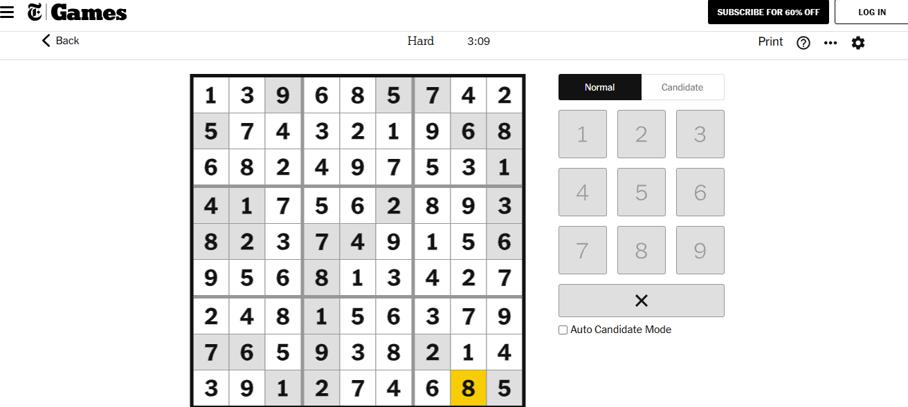 nyt sudoku hard solved dec 16