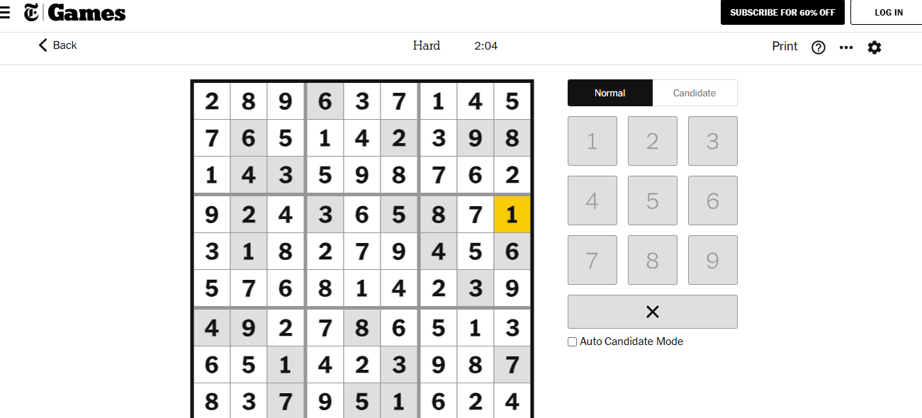 nyt sudoku hard solved dec 26