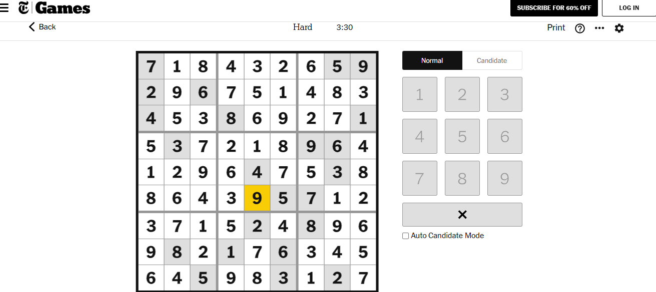 nyt sudoku hard solved dec 5