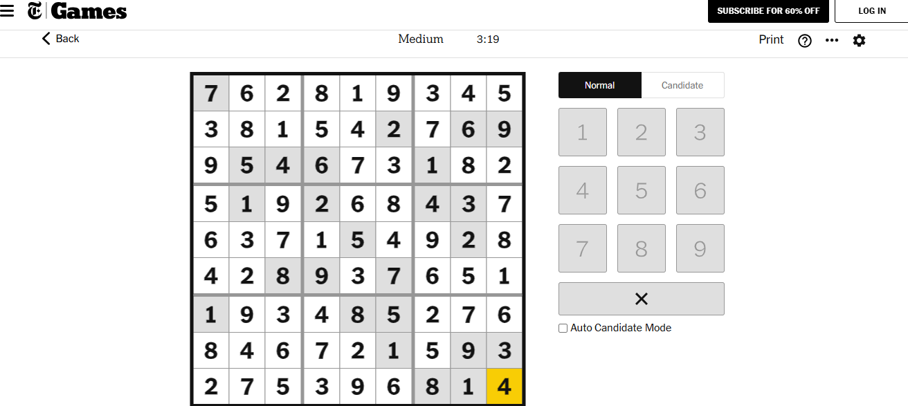 nyt sudoku medium solved dec 11