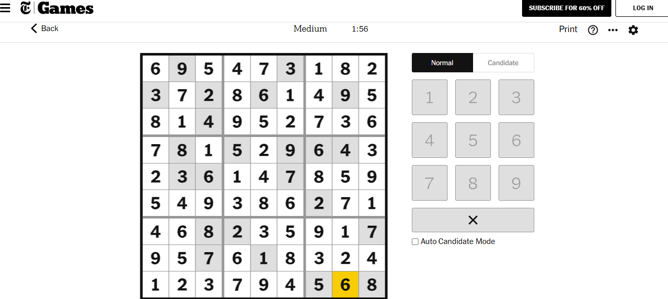 nyt sudoku medium solved dec 27