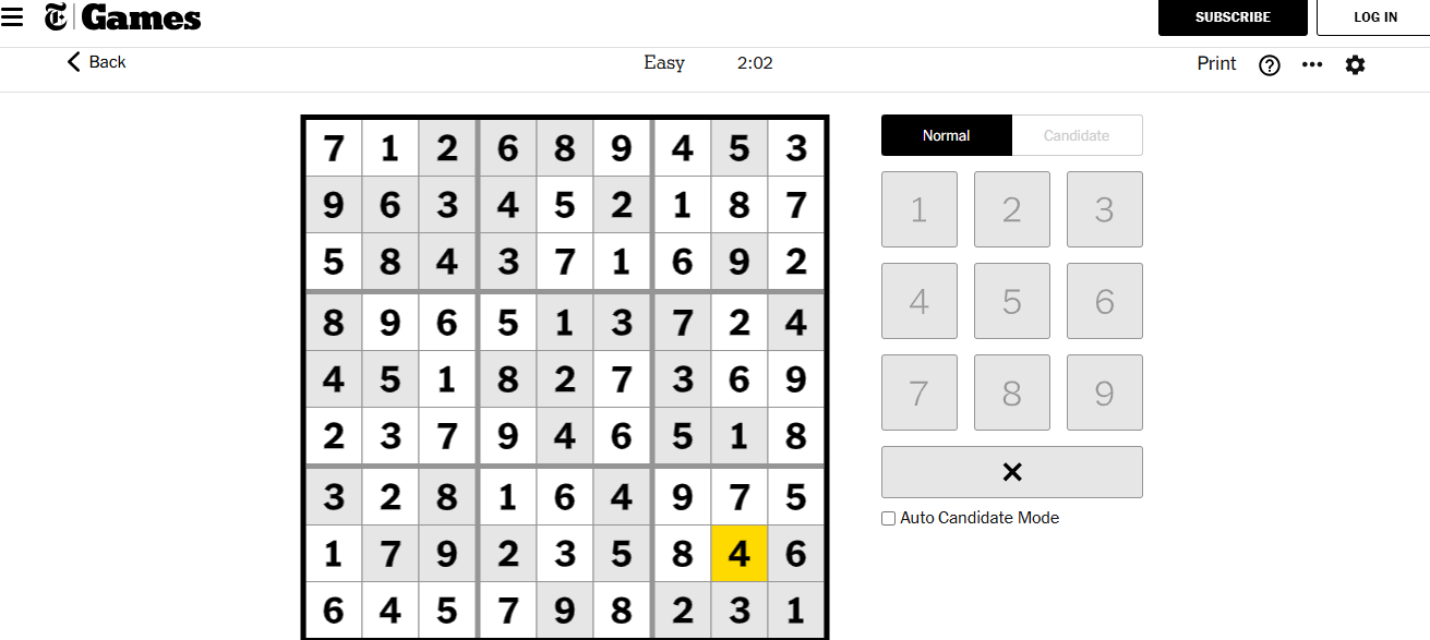 nyt sudoku solved easy 3 dec