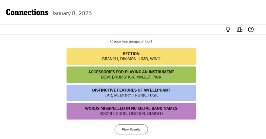 NYT Connections Answers 