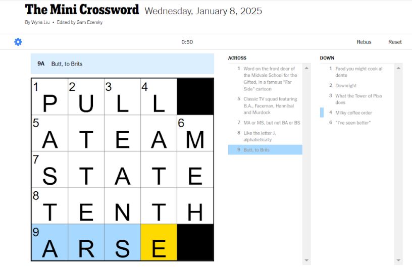 NYT Mini Crossword Answers