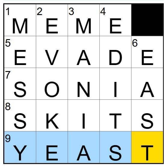 NYT Mini Crossword for January 13 solved