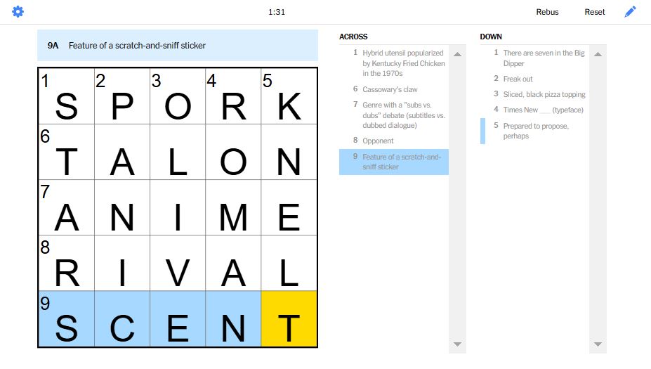 NYT mini crossword answers for January 10, 2025 solved