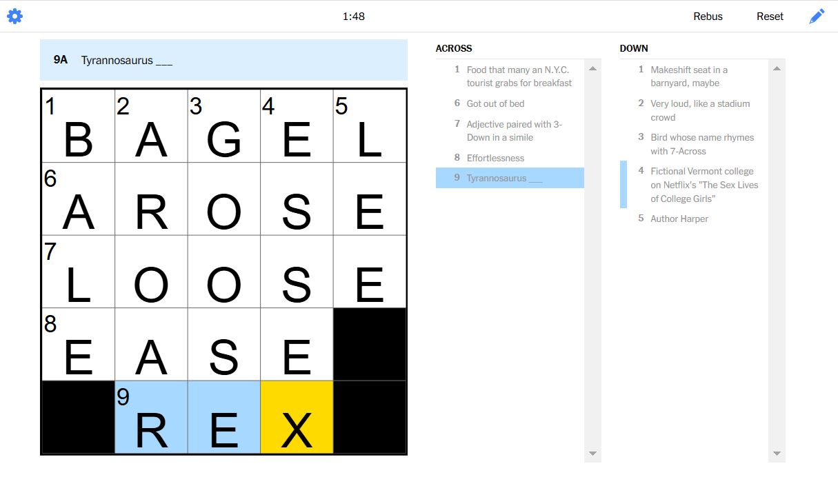 NYT mini crossword answers for January 15, 2025 solved