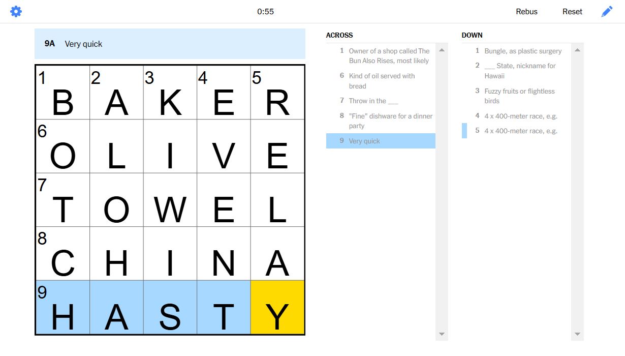 NYT mini crossword answers for January 17, 2025 solved