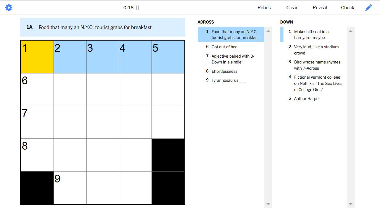 NYT mini crossword for January 15, 2025 unsolved