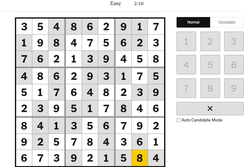 nyt sudoku easy solved jan 14