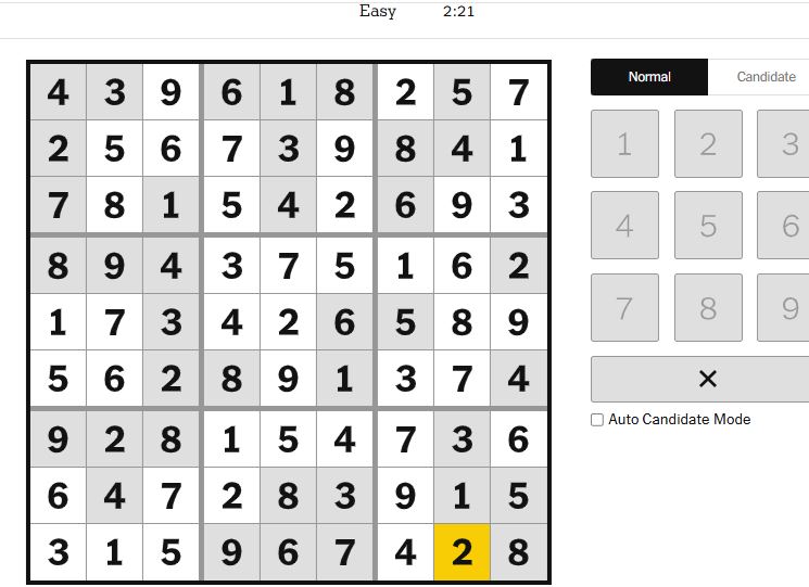 nyt sudoku easy solved jan 17