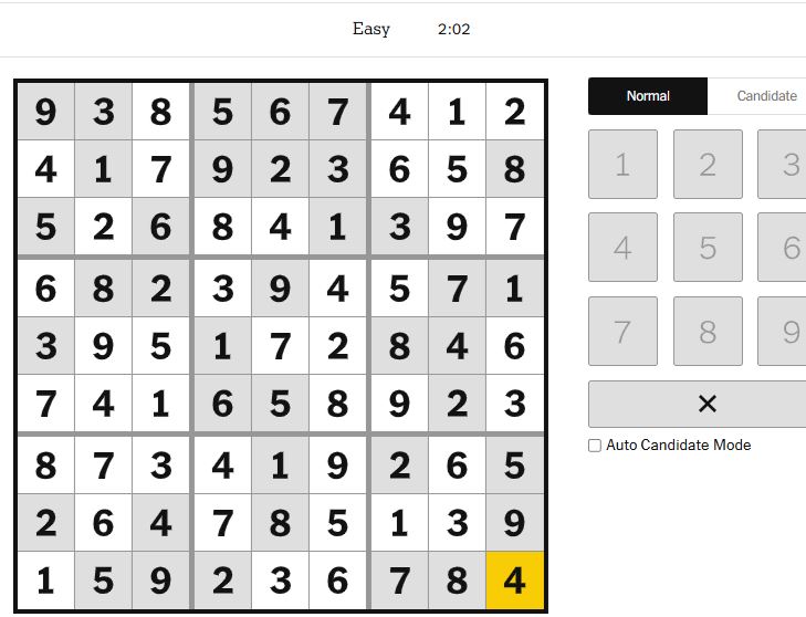 nyt sudoku easy solved jan 21