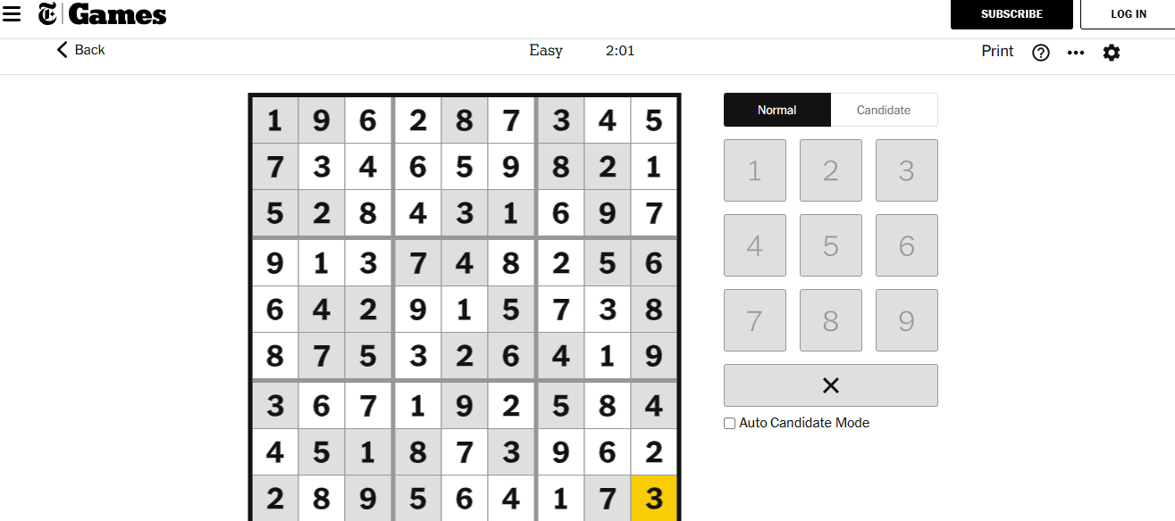 nyt sudoku easy solved jan 3