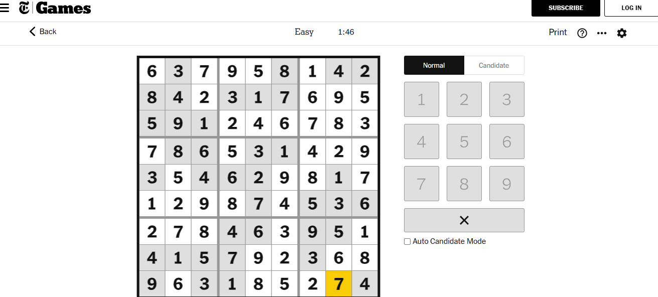 nyt sudoku easy solved jan 8