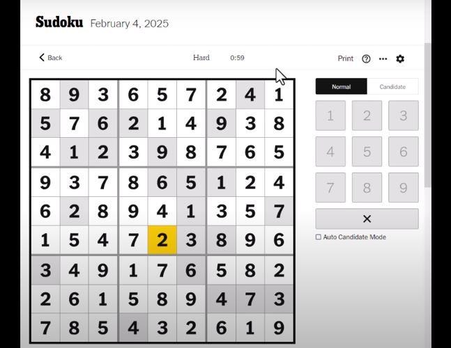 nyt sudoku hard solved feb 4