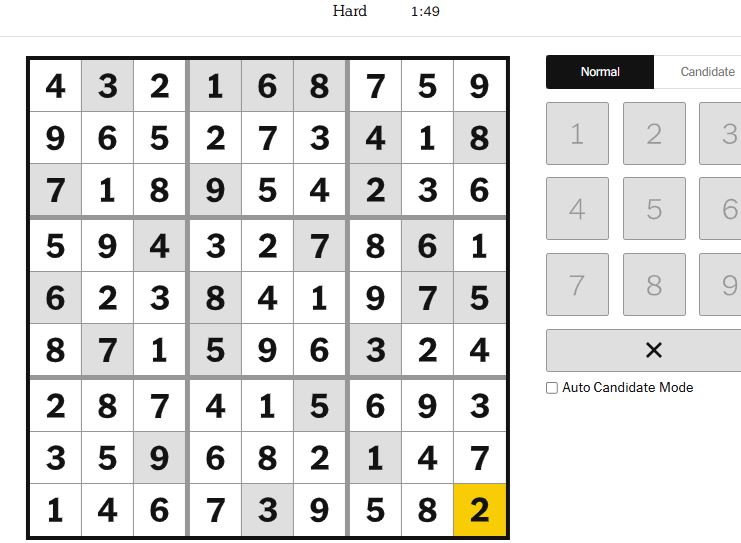 nyt sudoku hard solved jan 23