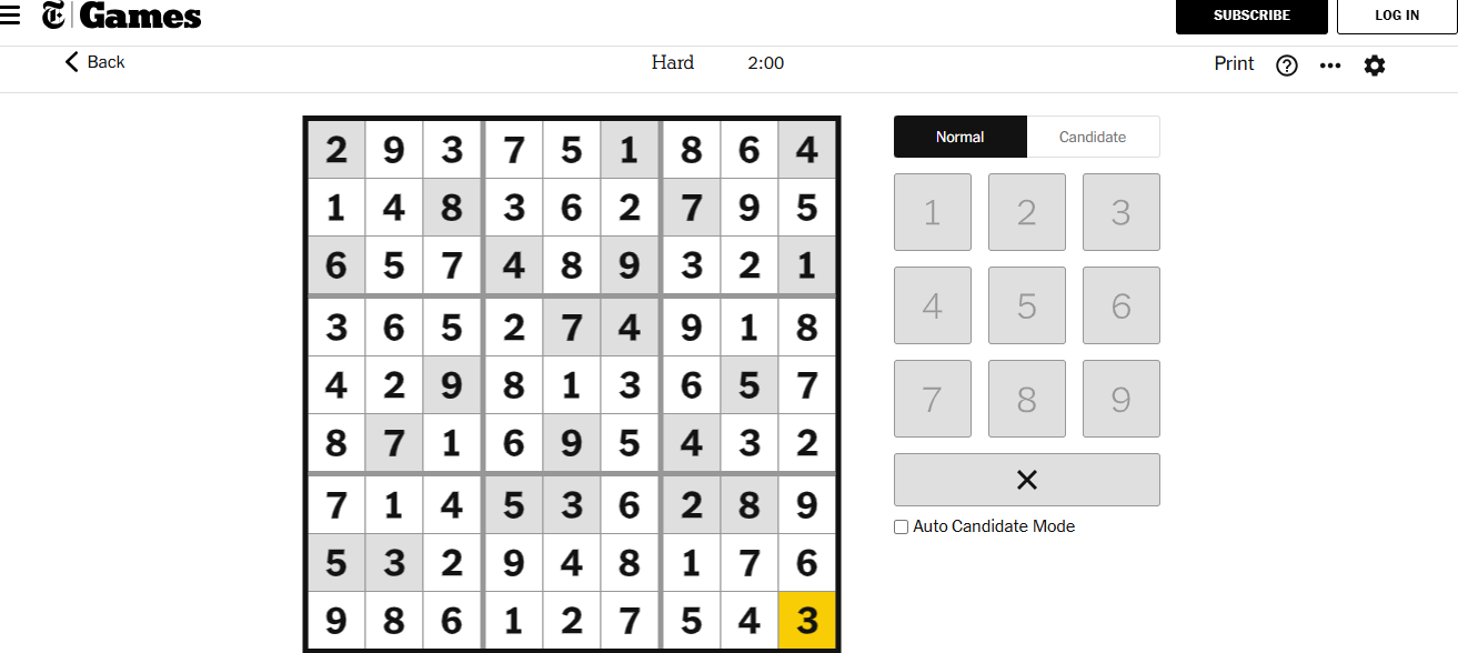 nyt sudoku hard solved jan 3