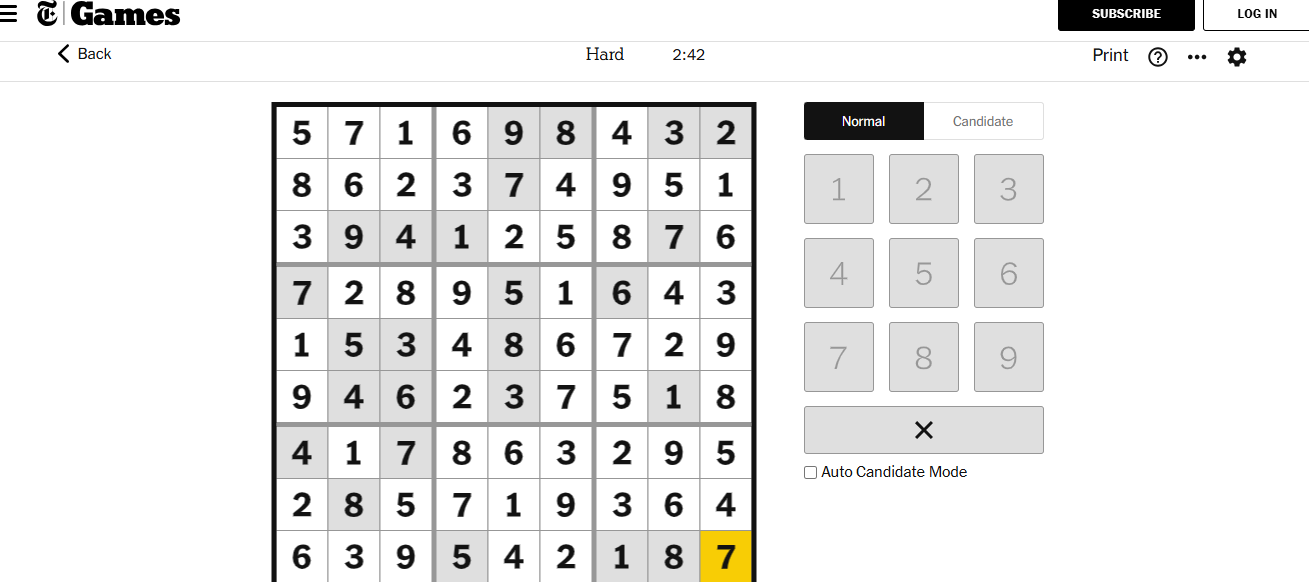 nyt sudoku hard solved jan 7