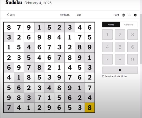 nyt sudoku medium solved feb 4