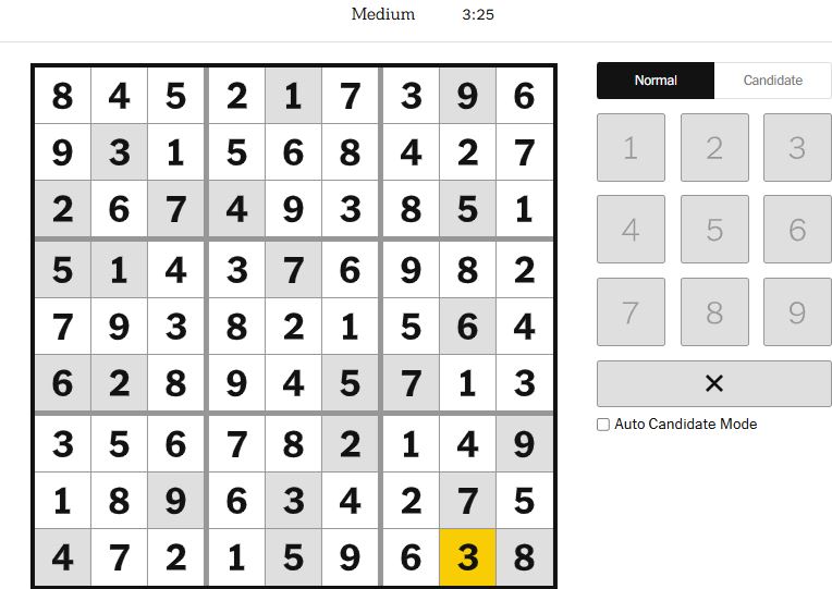 nyt sudoku medium solved jan 14