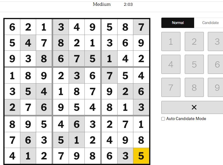 nyt sudoku medium solved jan 17