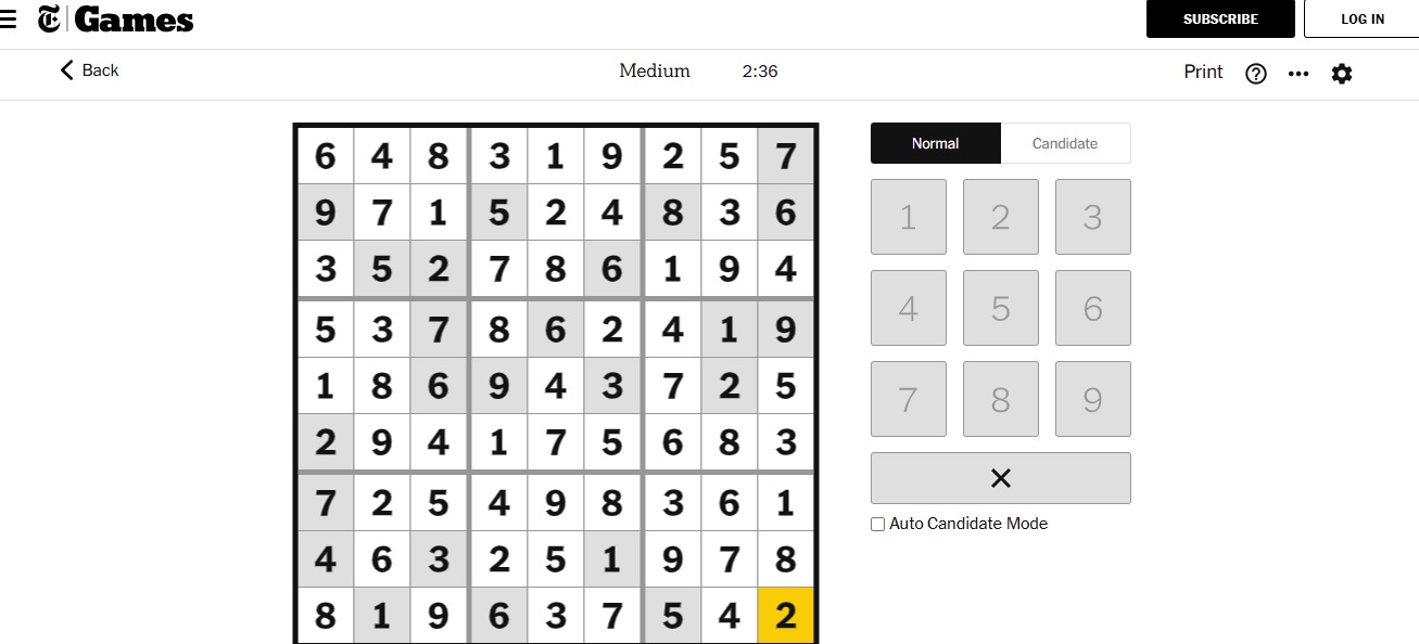 nyt sudoku medium solved jan 6