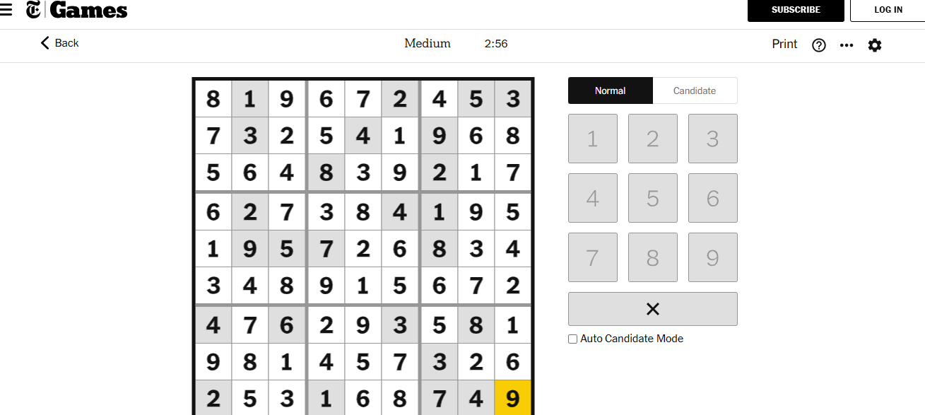 nyt sudoku medium solved jan 7