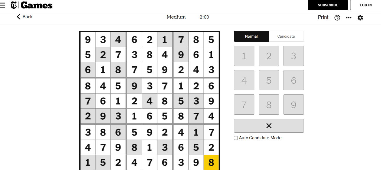 nyt sudoku medium solved jan 8